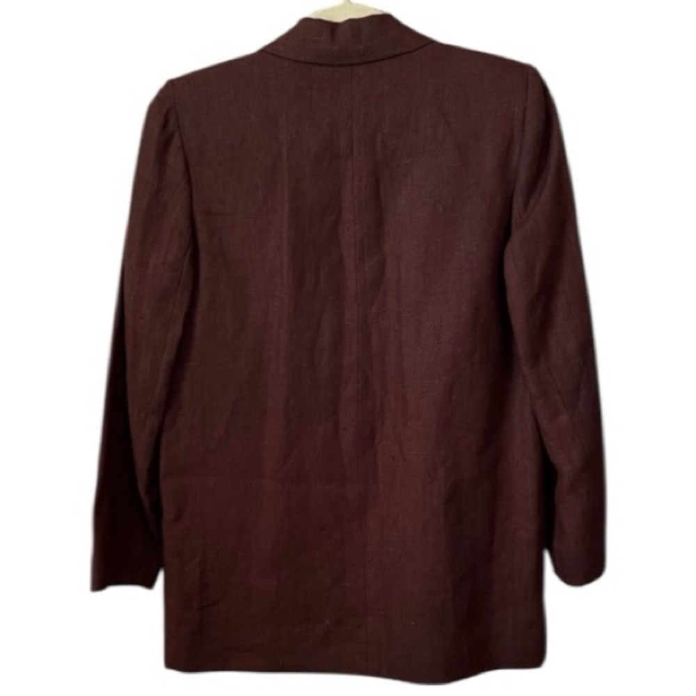 Vintage Harve Benard Chocolate Brown Linen Long Sleeve Blazer Size 4 Tall - Picture 2 of 7